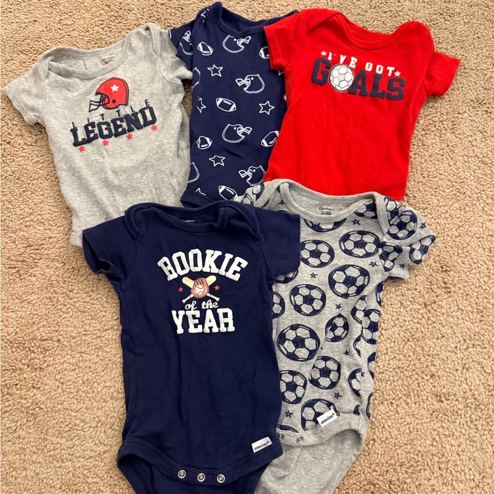 Baby Boys Sports Onesie Bundle - Red, Navy & Gray